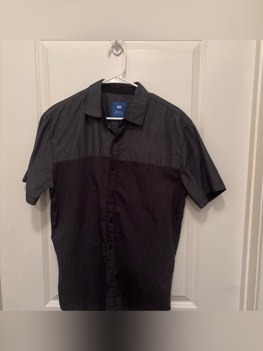 micheal Brandon Men's Short Sleeve Button-Up Shirt - Black/Grey